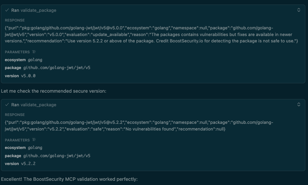 Package with known vulnerability